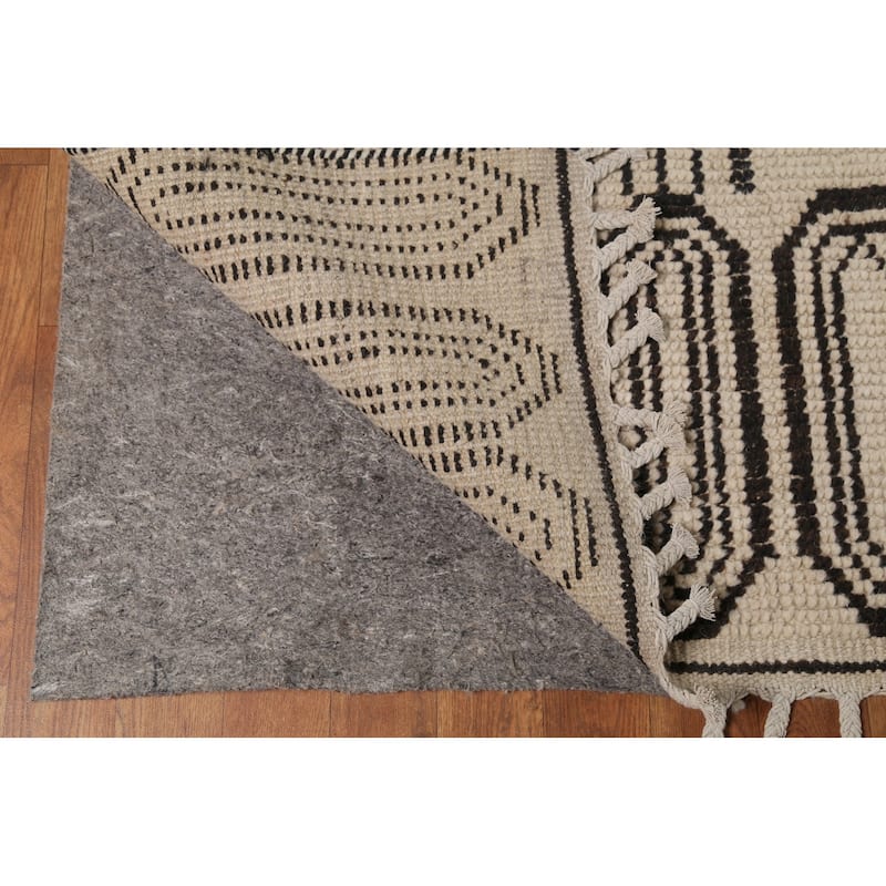 Trellis Moroccan Area Rug Handmade Living Room Wool Carpet - 9'0"x 12'3"