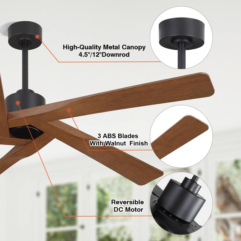 WINGBO 54 inch 5 ABS Blades DC Motor Indoor Ceiling Fan with Remote Control
