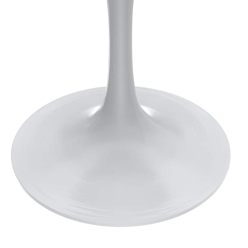 Verve Dining Table with a 36" Round Tabletop in White Steel Pedestal