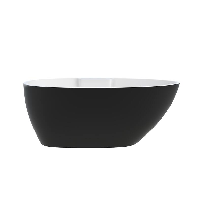 A&E Bath Hadiya Black Freestanding Oval Bathtub