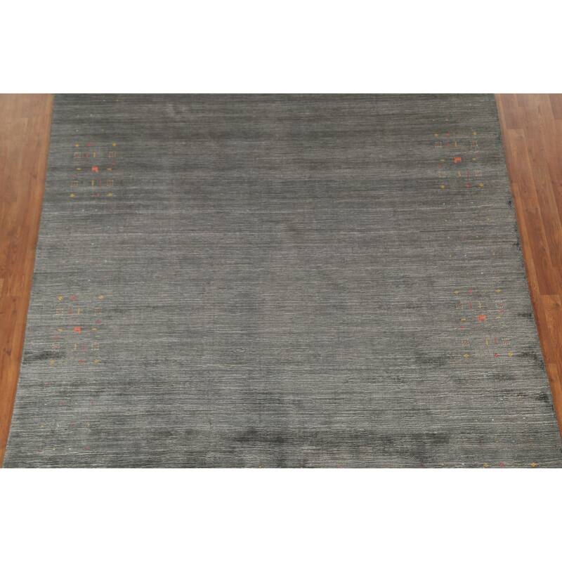 Gray & Green Gabbeh Oriental Area Rug Handmade Wool Carpet - 7'9"x 9'9"