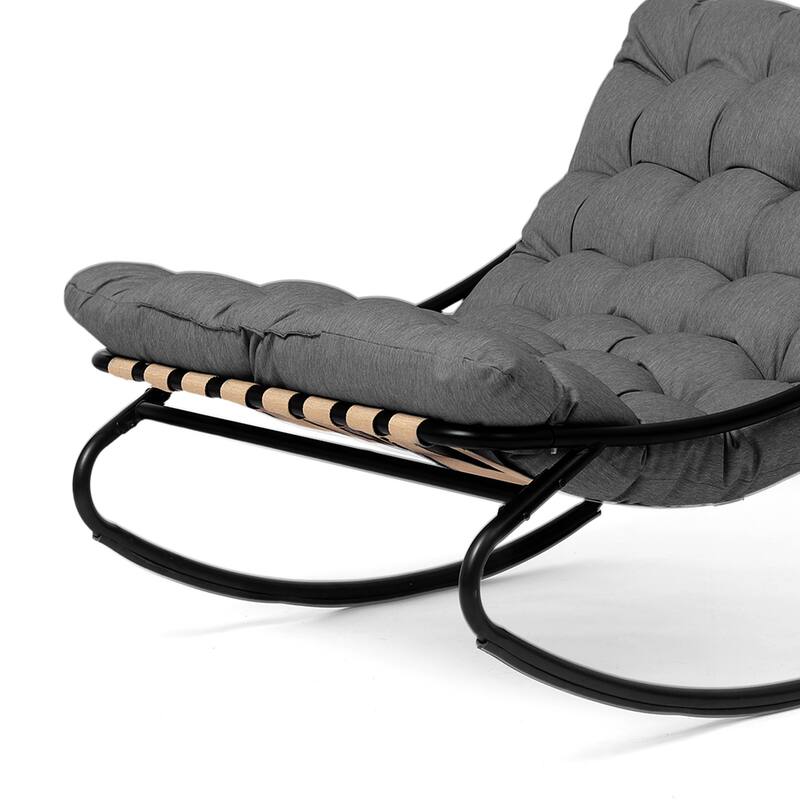 2 Set Outdoor Patio Scoop Rocking Lounge Chair with Cushions