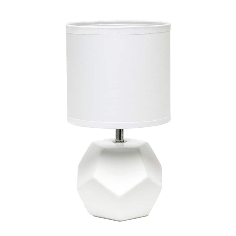 10.24" Modern Geometric Table Lamp with Ceramic Base and Fabric Shade for Bedroom or Office - 5.51"L x 5.51"W x 10.24"H - White