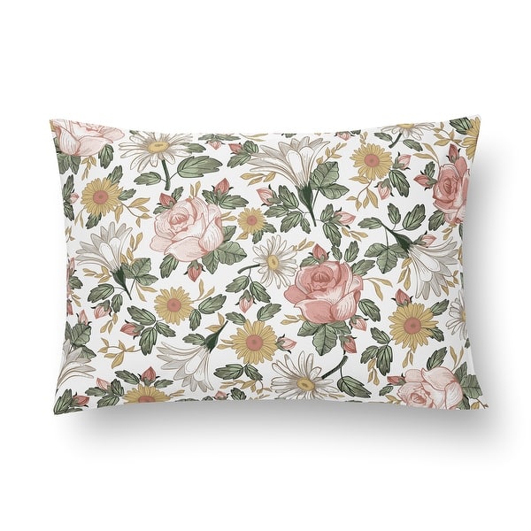 slide 2 of 6, Sweet Jojo Designs Blush Pink Yellow Vintage Floral Boho Girl Toddler Pillow with Pillowcase 13x18 in. Bohemian Shabby Farmhouse