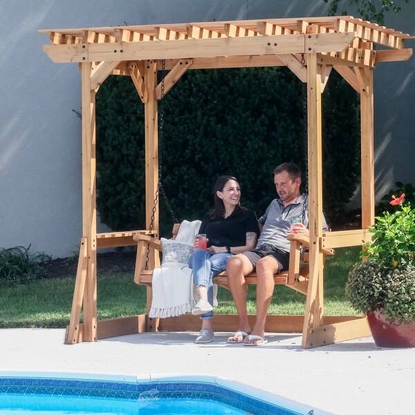 Backyard Discovery Callahan 8'x5' Cedar Wood Patio Pergola Swing
