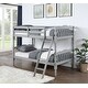 preview thumbnail 9 of 12, Twin over Twin Size Solid Wood Bunk Bed with Ladder and Fence for Kids, Bedroom Gray