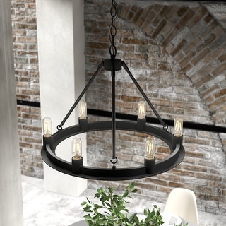 Hunter 18" Saddlewood 6-Light Chandelier, - Island, Entry, Dining Room - Wagon Wheel, Farmhouse, Industrial