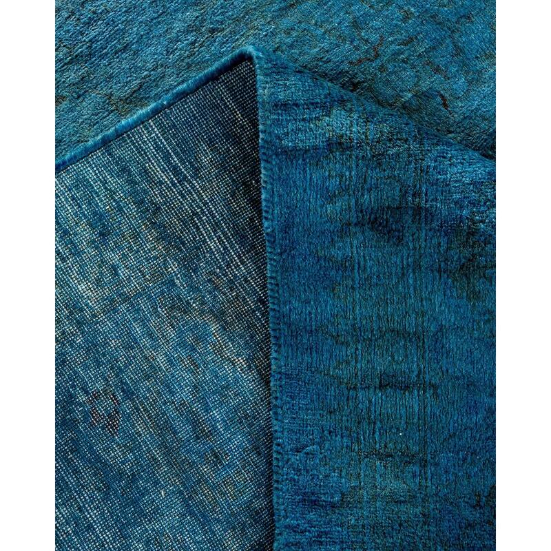 Overton Hand Knotted Wool Vintage Inspired Modern Contemporary Overdyed Blue Area Rug - 5' 1" x 12' 6"