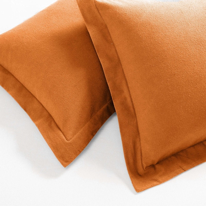 Superior Classic Solid Flannel Cotton Duvet Cover Set - Full - Queen - Pumpkin