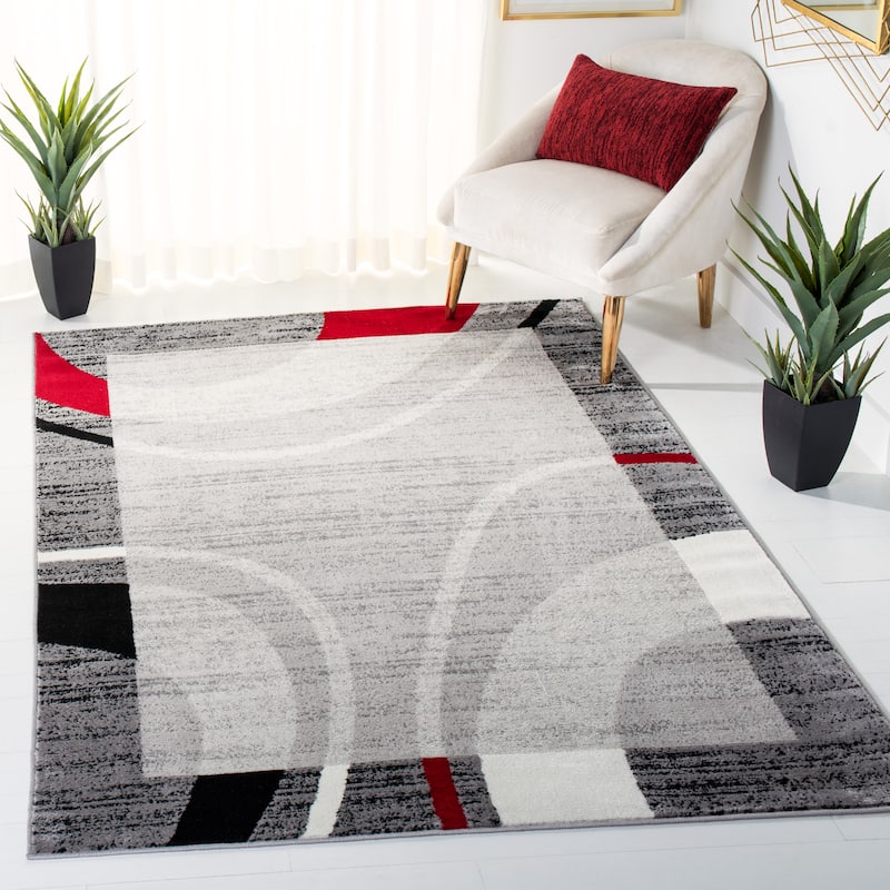 SAFAVIEH Skyler Guzel Mid-Century Modern Rug - 5'5" x 7'7" - Grey/Red