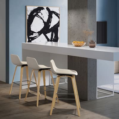 WYNDENHALL Cacey Mid Century Modern Bentwood Counter Height Stool (Set of 2) - 20.7'' x 21.1'' x 36.6
