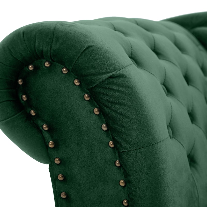 Christopher Knight Home - Bressi Modern Velvet Upholstered Chaise Lounge with Tufted Backrest, Nailhead Trim & Pillow