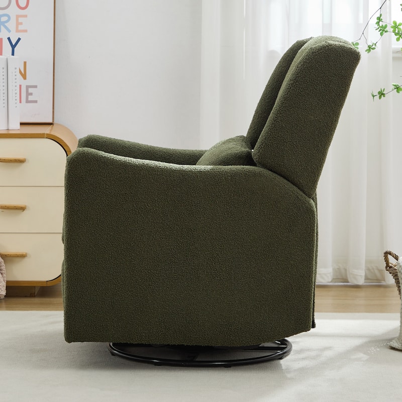 Seaweed Green Wingback Recliner Chair with Adjustable Backrest & Footrest, 360 Swivel Arm Chair Lounge Chair Accent Chair