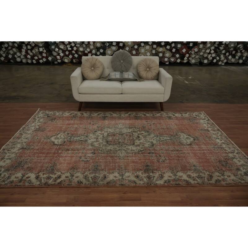 Hand Knotted Oriental 100% Wool Carpet Transitional Floral Red Anatolian Area Rug - 9' 5'' X 6' 0''