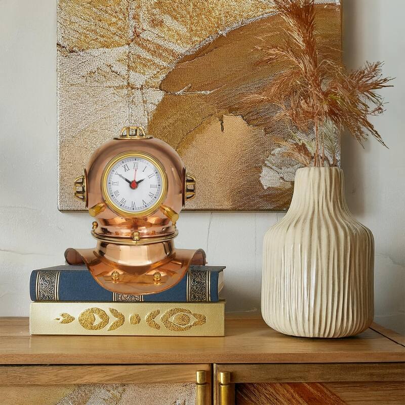 US Navy Mark V 8-inch Diving Helmet Coastal Decor Table Clock