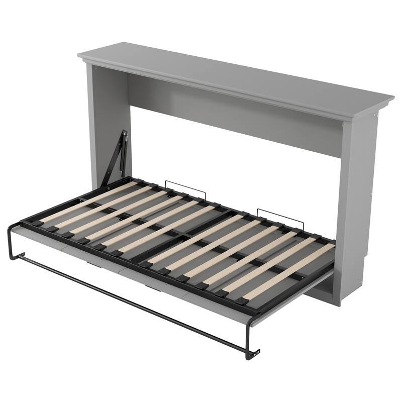 Twin Murphy Bed that Folds into a Cabinet, Metal Frame with Wood Slats, No Box Spring Needed