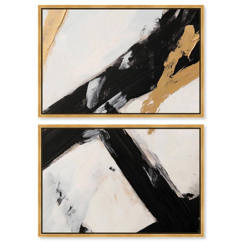 Weight of Black I Canvas Set of 2 by Art Remedy - 30" x 20" - Gold