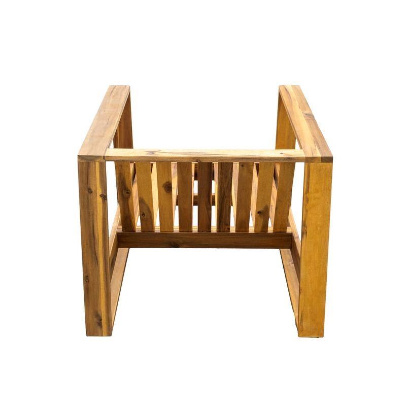 3-Piece Acacia Wood Outdoor Lounge Set with Chair and Ottoman for Patios Balconies and Gardens