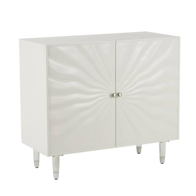 Wooden 2 Door Cabinet with Silver Knobs and Legs - White - Roche River Decor
