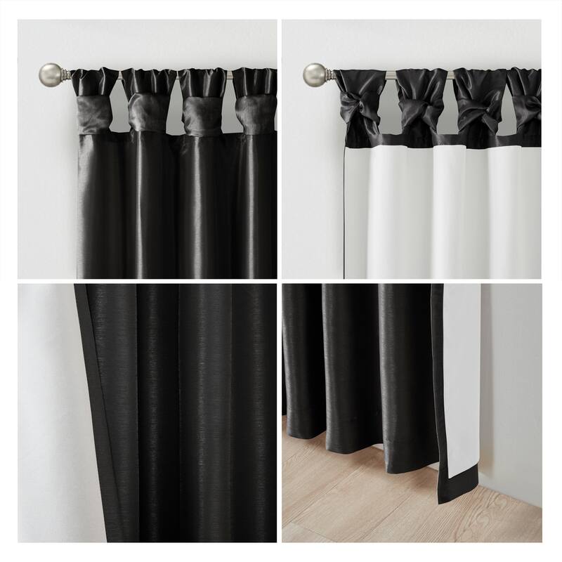 Twist Tab Total Blackout Window Curtain Panel Black Blackout - Black