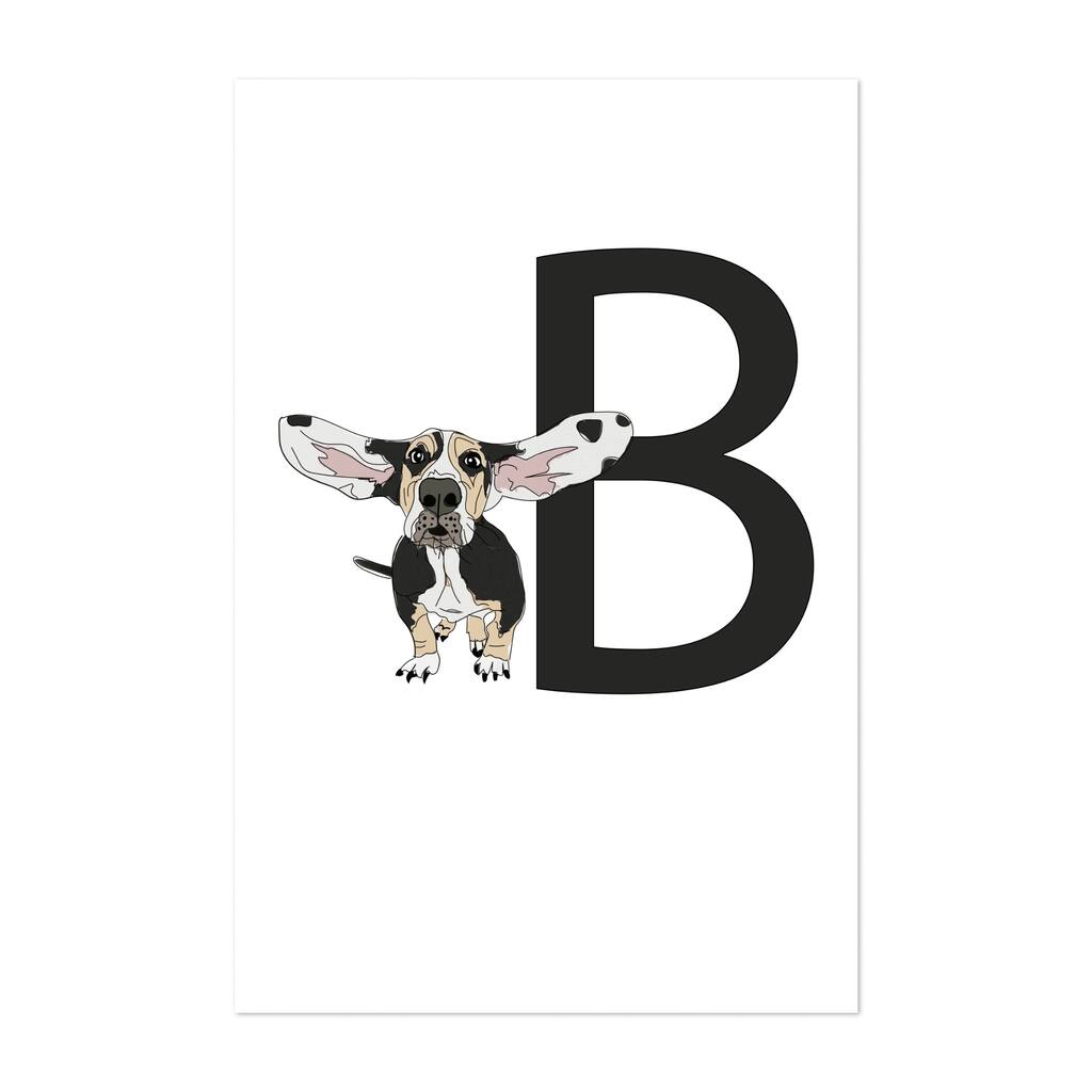 Bdog Illustrations Alphabet Animals Basset Hound Dog Art Print/Poster