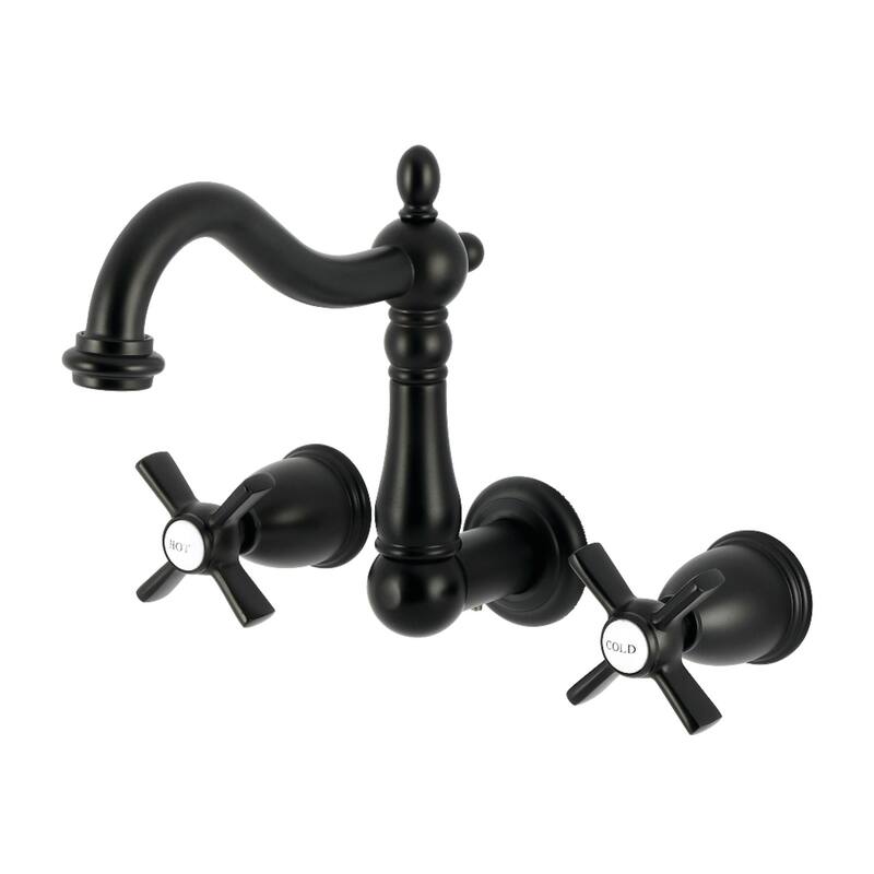 Kingston Brass Millennium Double-Handle Wall Mount Bathroom Faucet - Matte Black