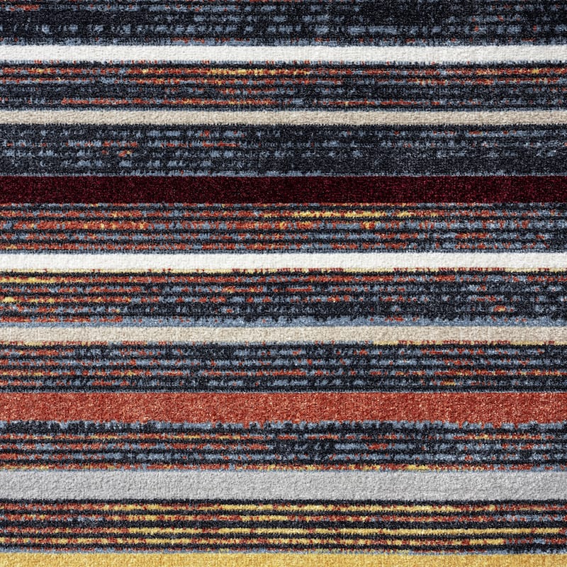 Everwash Treasure Striped Modern Machine Washable Area Rug