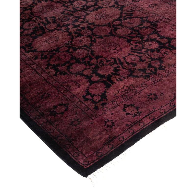 Overton Hand Knotted Wool Vintage Inspired Modern Contemporary Overdyed Pink Runner Rug - 2' 7" x 12' 4"