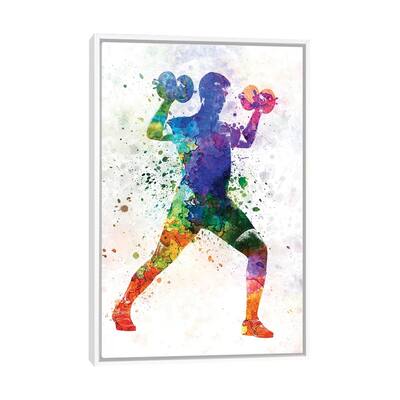 iCanvas "Man Exercising Weight Training" by Paul Rommer Framed Canvas Print