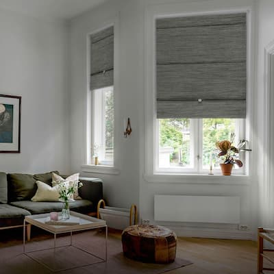 GoDear Design 99.99% Blackout Magnetic Roman Shades, No Drill Cordless Woven Fabric Blinds 23", 37", 35", 46" W, Iron.