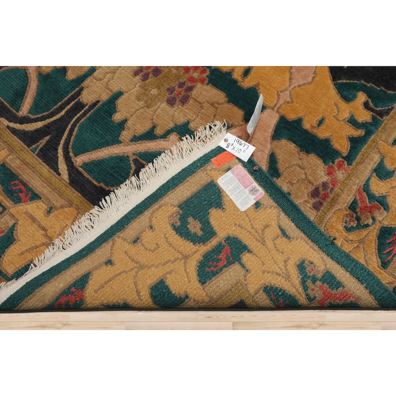 7'8''x10'6'' Hand Knotted Wool Turquoise Tibetan Crafts Plush Pile Rug - 7' 8'' x 10' 6''