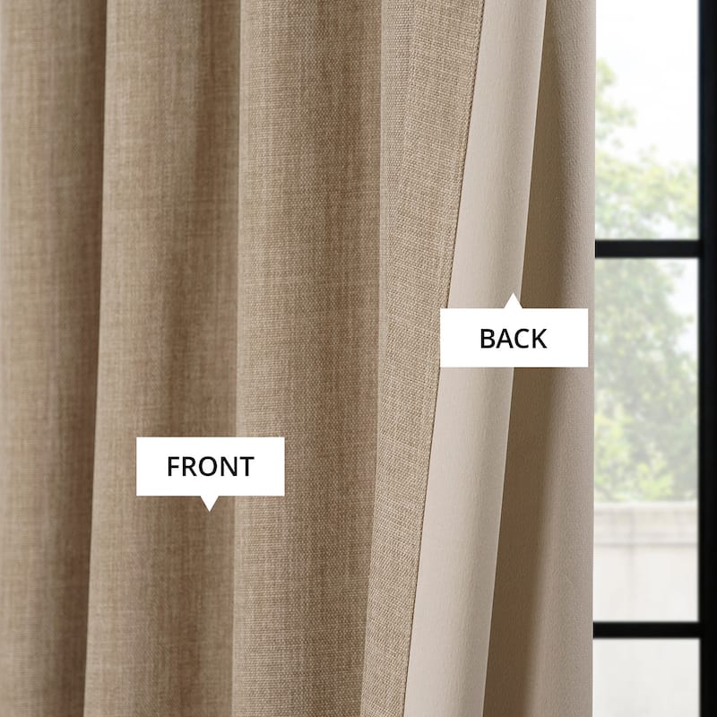 Exclusive Fabrics Faux Textured Faux Linen Room Darkening Curtains for Bedroom & Living Room Curtains (1 Panel)