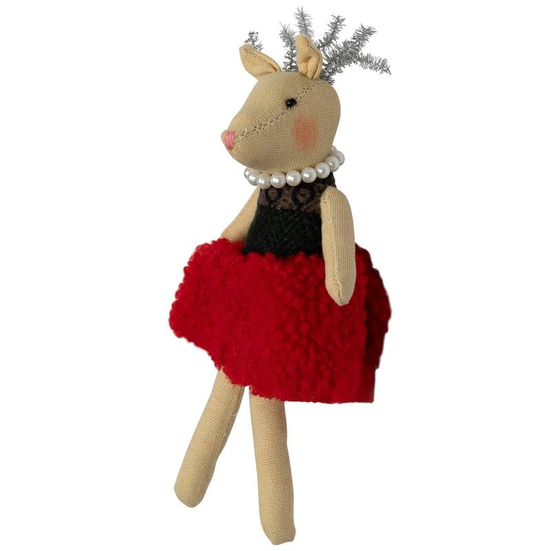 Sitting Reindeer Girl in Dress Christmas Figure - 5.5"