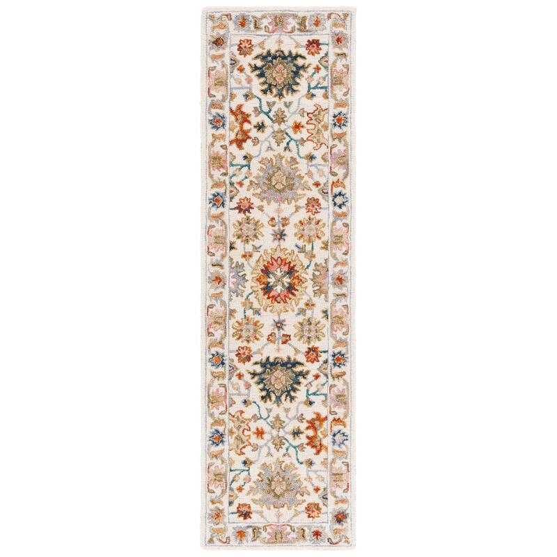 SAFAVIEH Handmade Aspen Jellieke Boho Tribal Wool Rug - 2'3" x 8' Runner - Ivory/Blue