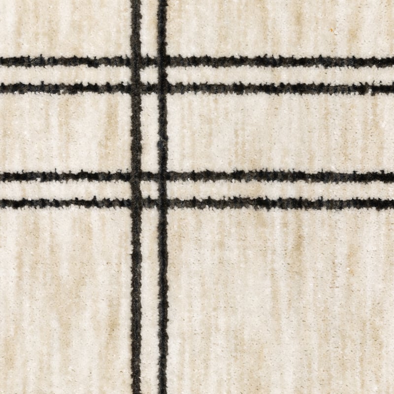 Hansel Updated Plaid Beige/ Black Area Rug