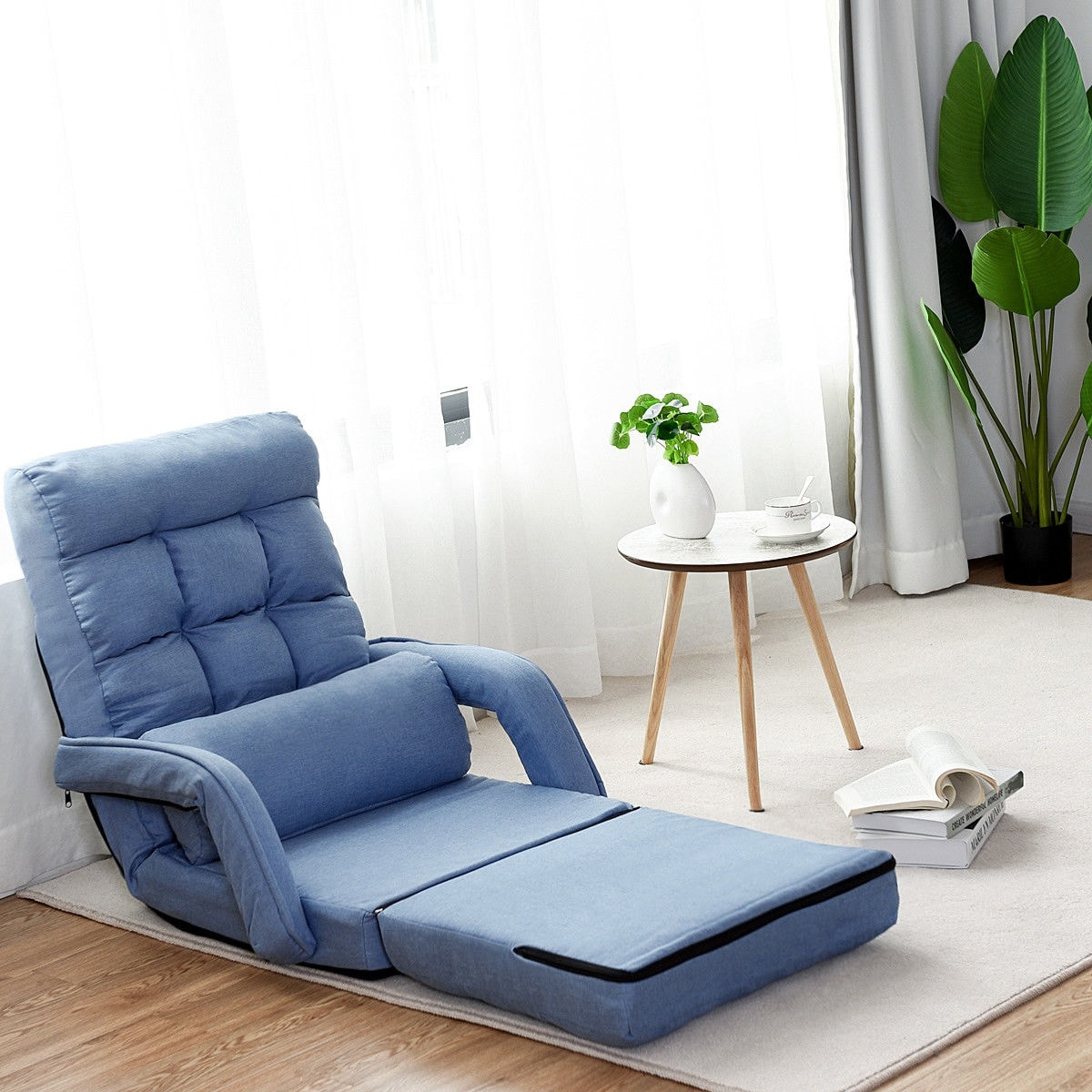 Costway Folding Floor Armchair w 6 position Adjustable Back