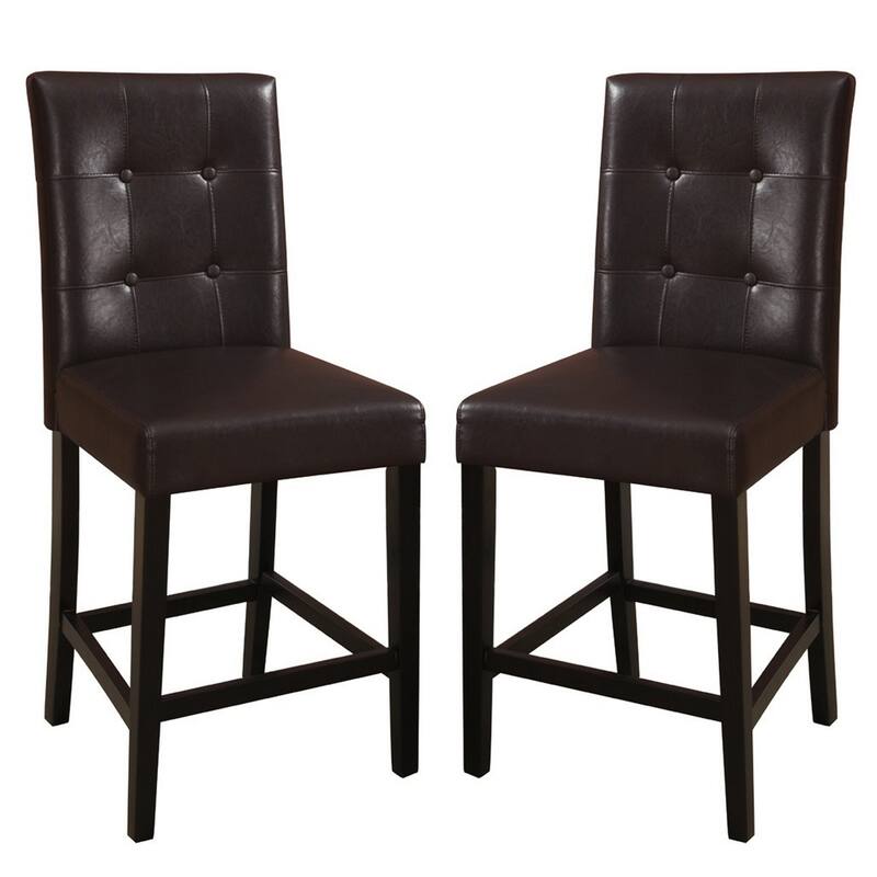 Brown/Espresso Brown Faux Leather Upholstered Wood Frame Dining Chair, Set of 2, Sturdy Dining Chair for Dining Rooms - 20.5