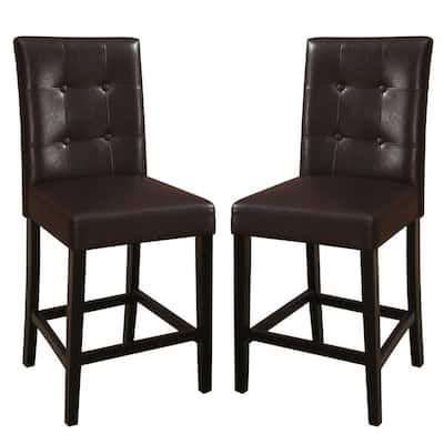 Brown/Espresso Brown Faux Leather Upholstered Wood Frame Dining Chair, Set of 2, Sturdy Dining Chair for Dining Rooms - 20.5