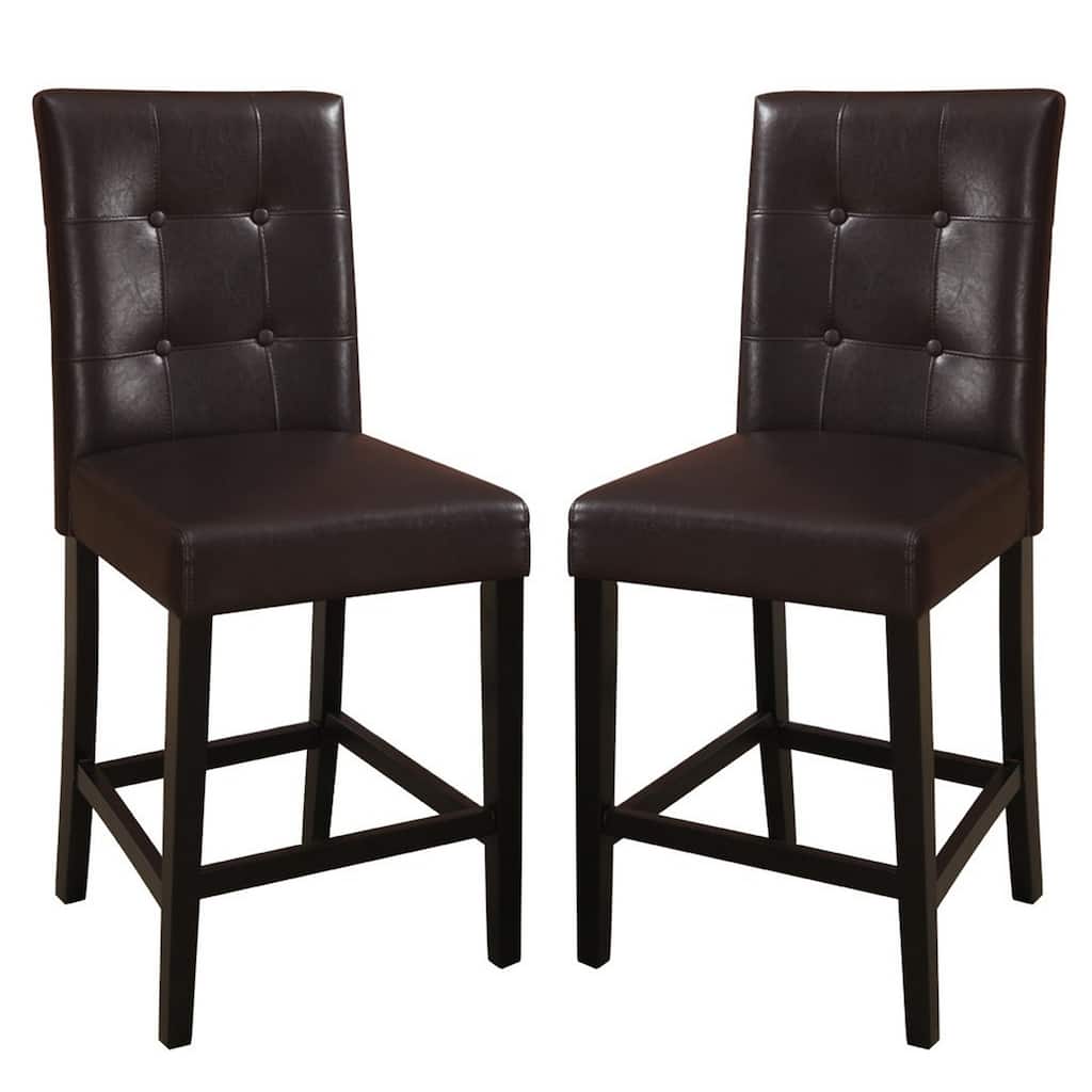 Brown/Espresso Brown Faux Leather Upholstered Wood Frame Dining Chair, Set of 2, Sturdy Dining Chair for Dining Rooms - 20.5