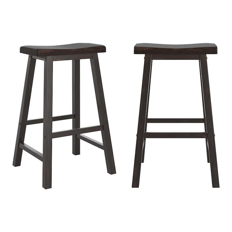 Cadiz Saddle Seat 29" Bar Height Backless Stools (Set of 2) - Black