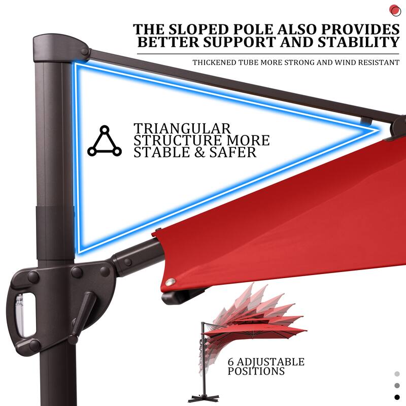 Pellebant 9X11FT Outdoor Patio Umbrella Cantilever Offset with Base