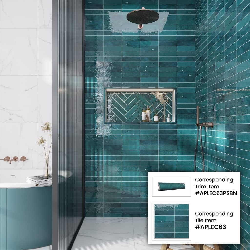 Apollo tile 2.5" x 8" Chateau Glossy Ocean Green Ceramic Tile (5.38 sq ft/case) - 38 Pack