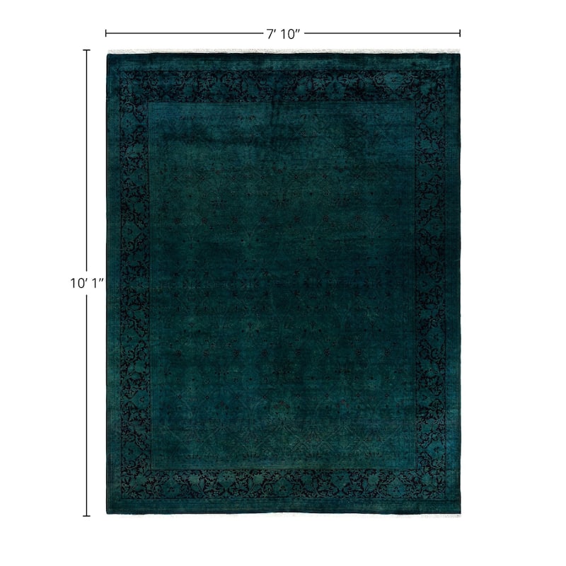 Overdyed, One-of-a-Kind Hand-Knotted Area Rug - Green - 7' 10" x 10' 1"