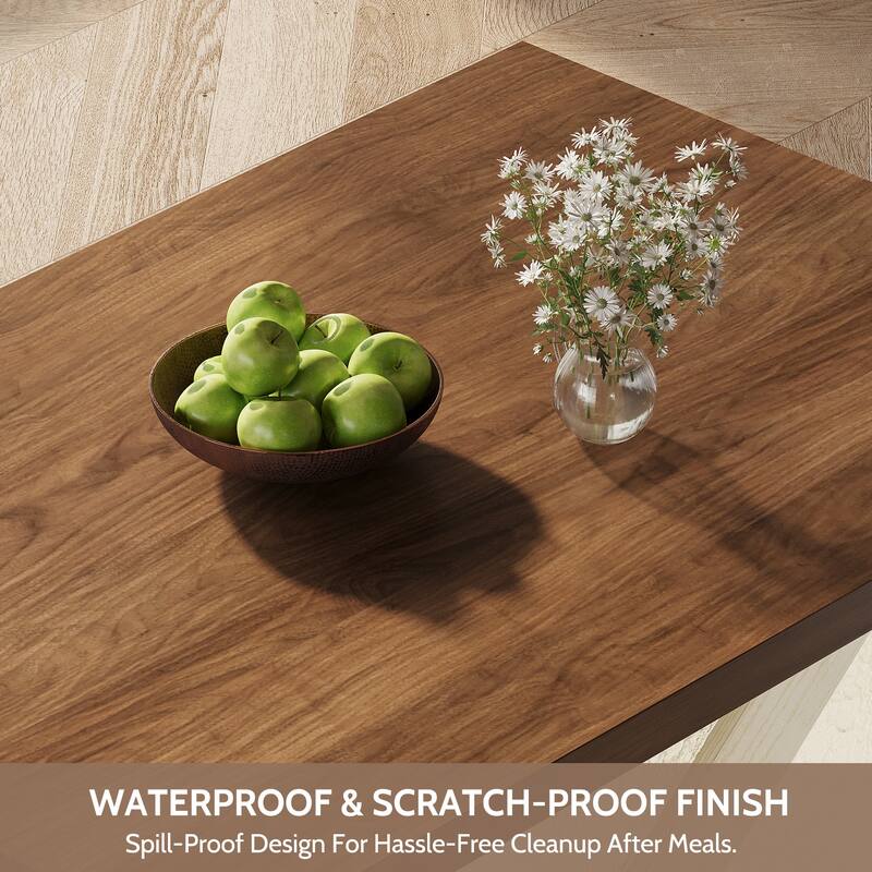 Dining Table with Acrylic X-Base, Kitchen Table for 4 People, Home Office Table with Thick Top