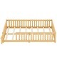 preview thumbnail 7 of 26, Queen Size Pine Wood Floor Bed with Safety Guardrails and Door for Kids