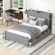 preview thumbnail 16 of 27, Full Size Platform Kids Bed Frame with Storage Shelves, 4-Drawers & Elegant Headboard for Modern Style and Functionality, Blue Grey