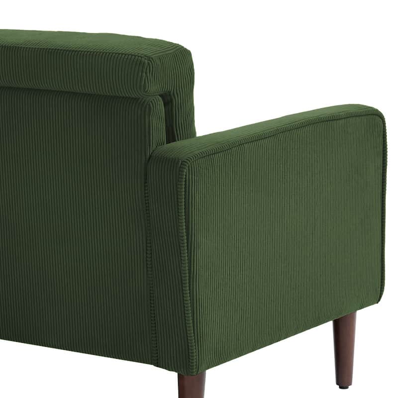 Modern Corduroy 2 Seater Sofa with Bolster Pillows