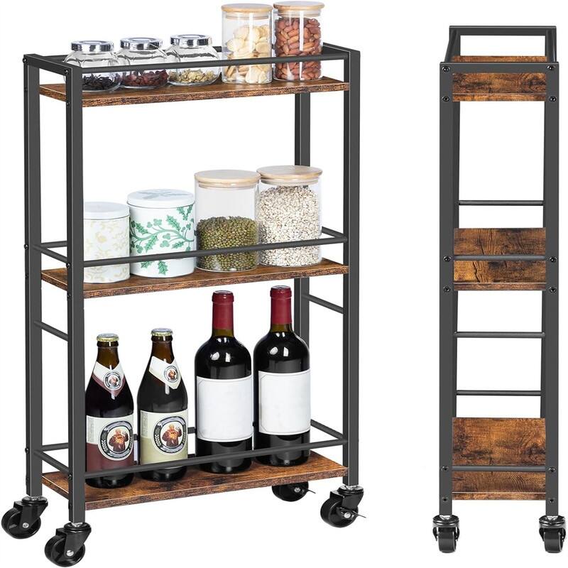 Mobile Kitchen Cart on Wheels - 5.9"D x 16"W x 31.8"H
