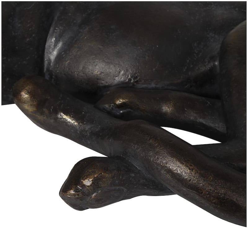 Polystone Leopard Laying Decorative Sculpture - Black - Roche River Decor