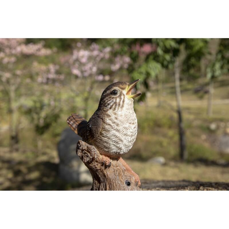 5.25" Brown Motion Activated Singing Troglodyte Stump Figurine